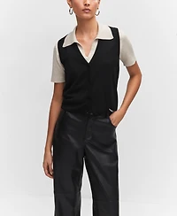 Mango Women's Leather Effect High Waist Pant