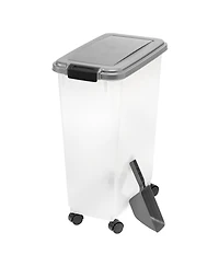 Iris 35lbs/47qt Airtight Pet Food Container with Casters and Scoop, Chrome