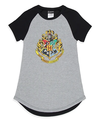 Harry Potter Girls Wizarding World Hogwarts Crest Pajama Raglan Nightgown