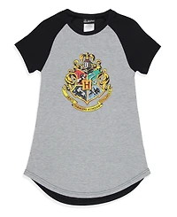 Harry Potter Girls Wizarding World Hogwarts Crest Pajama Raglan Nightgown