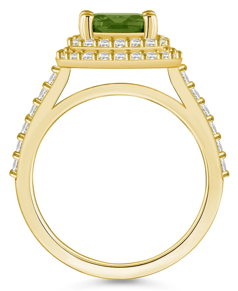 Macy's Peridot and Diamond Accent Halo Ring 14K Yellow Gold