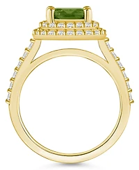 Macy's Peridot and Diamond Accent Halo Ring 14K Yellow Gold