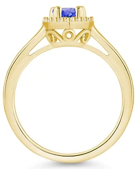 Tanzanite (7/8 ct. t.w.) & Diamond (1/5 Pear Halo Ring 14k Gold