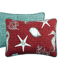 Closeout! Videri Home Festive Seahorse Reversible 3-Piece Quilt Set, Full/Queen