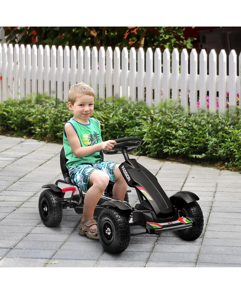 Aosom Kids Pedal Go Kart W/ Adjustable Seat, Rubber Wheels