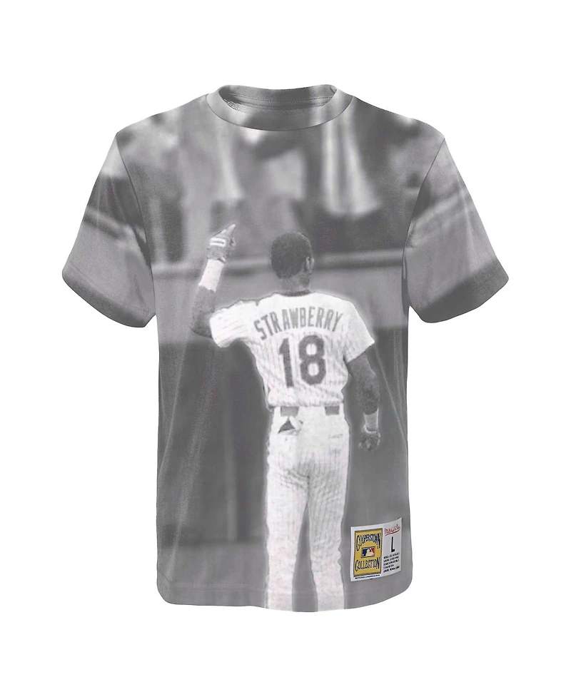 Big Boys Mitchell & Ness Darryl Strawberry White New York Mets Sublimated Player T-shirt