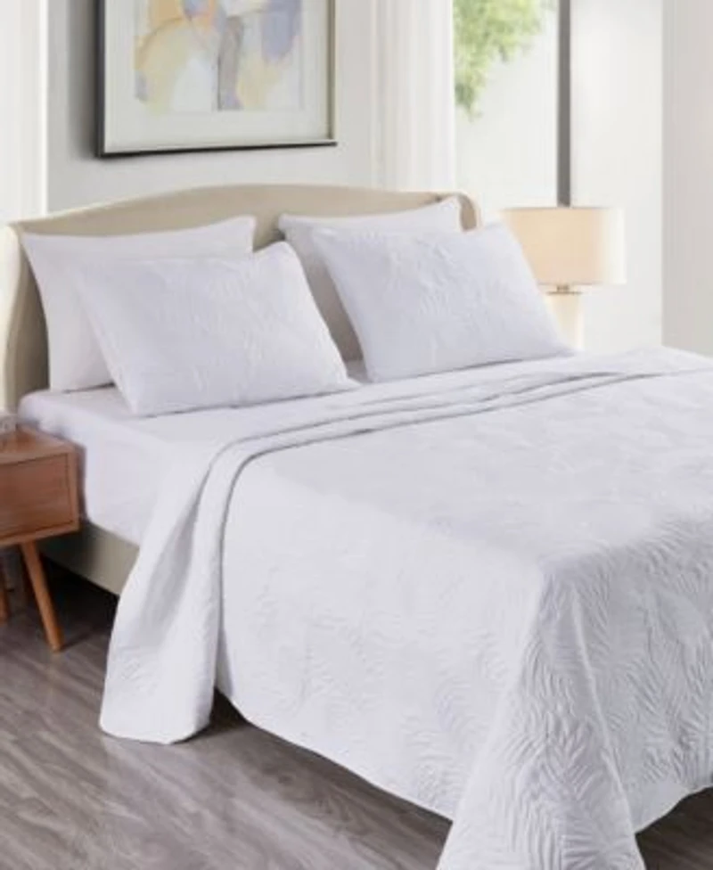 Videri Home Coastal Palm Embroidered Quilt Sets