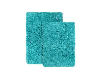 2 Piece Ultra Soft Non Slip Shaggy Bath Rug - Small & Medium