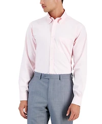 Men's Regular Fit Non-Iron Polo Button-Down Collar Solid Pinpoint Dress Shirt