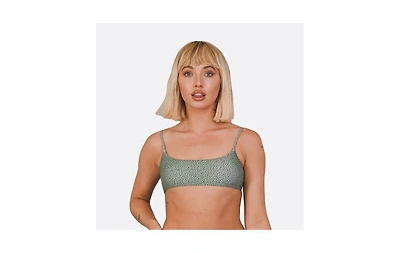 Oosc Women's Sahara Sage Lace up Crop Bikini Top
