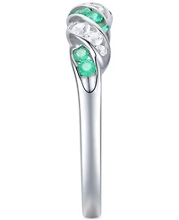 Emerald (1/5 ct. t.w.) & Diamond Swirl Band Sterling Silver (Also Ruby Sapphire)