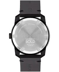 Movado Men's Bold TR90 Swiss Quartz Black Leather Watch 42mm