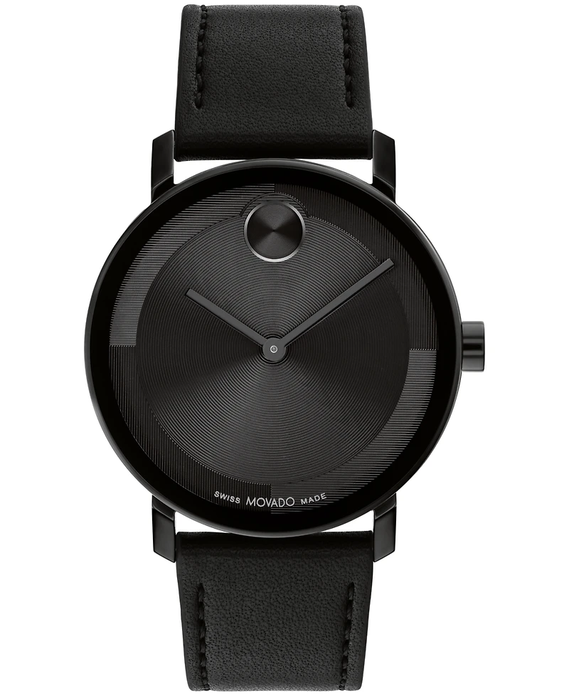 Movado Men's Bold Evolution 2.0 Swiss Quartz Black Leather Watch 40mm