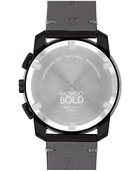 Movado Men's Bold TR90 Swiss Quartz Chronograph Black Leather Watch 44mm