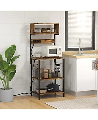 Homcom Baker's Rack with Power Outlet, Usb Charger, Microwave Sd,