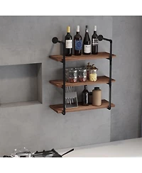 Homcom 37.5" Industrial 3-Tier Floating Storage Bookshelf Bracket,