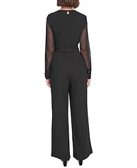 Tommy Hilfiger Women's Long-Chiffon-Sleeve Scuba Crepe Jumpsuit