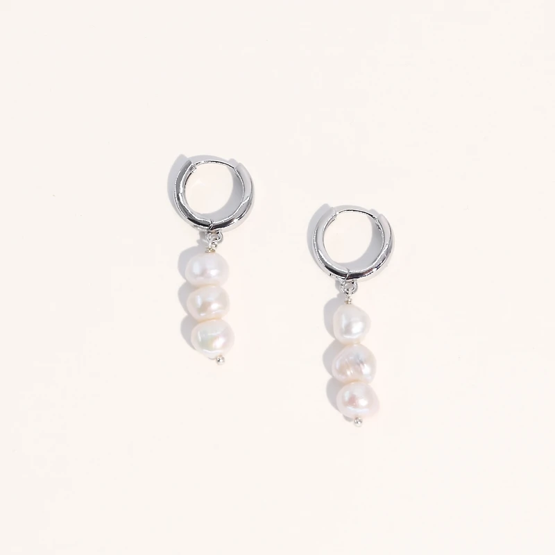 Joey Baby 18K Silver Plated Freshwater Pearls -Jackie Necklace & Jackie Earrings Set For Women