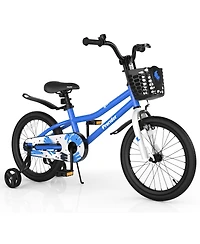18'' Kid's Bike with Removable Training Wheels & Basket for 4-8 Years Old