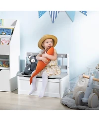 Qaba Toddler Toy Box Storage & Kids Storage Bench Seat, Large 27 L