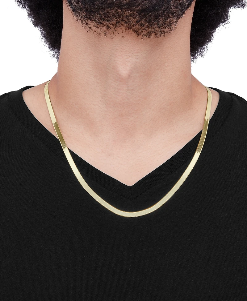 Polished & Beveled Herringbone Link 22" Chain Necklace in 18k Gold-Plated Sterling Silver & Sterling Silver