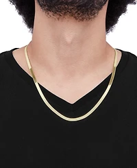 Polished & Beveled Herringbone Link 22" Chain Necklace in 18k Gold-Plated Sterling Silver & Sterling Silver
