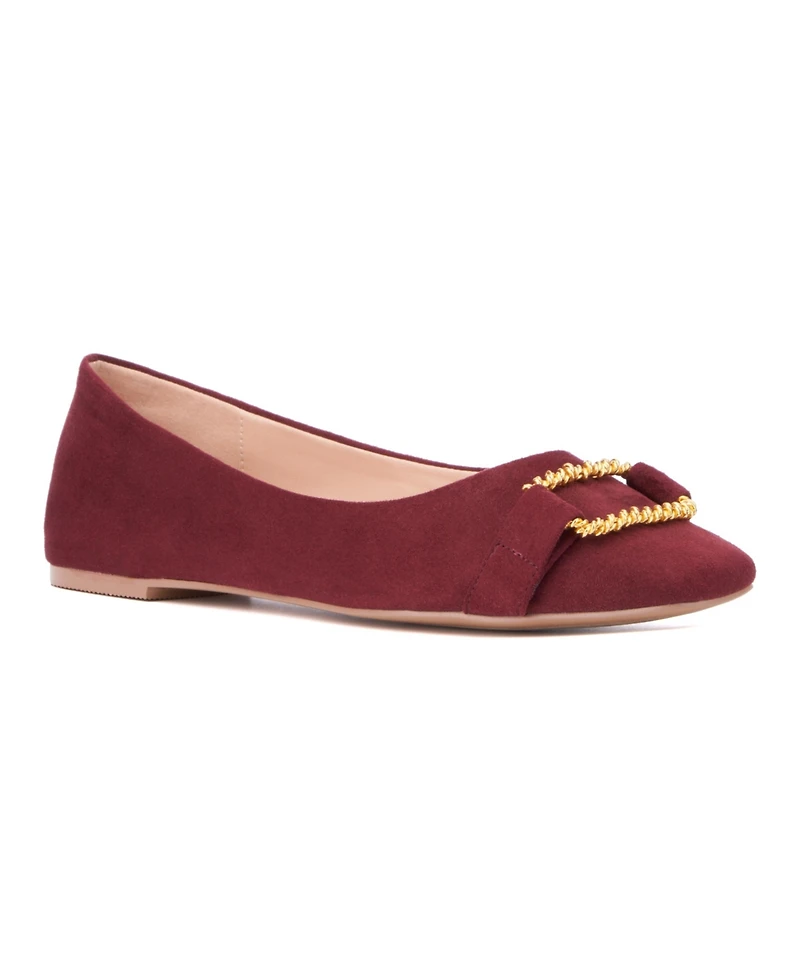 New York & Company Women's Niara- Flats With Gold Hardware Accent