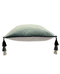 Edie@Home Velvet Reversible Tassel Decorative Pillow, 18" x 18"