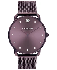 Coach Women's Elliot Purple Stainless Steel Mesh Bracelet Watch 36mm