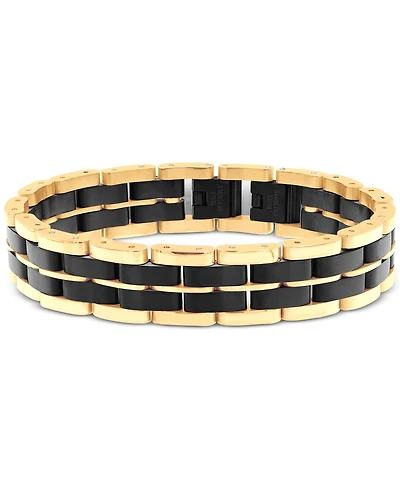 Blackjack Men's Watch Link Bracelet in Yellow and Black Ion-Plated Stainless Steel