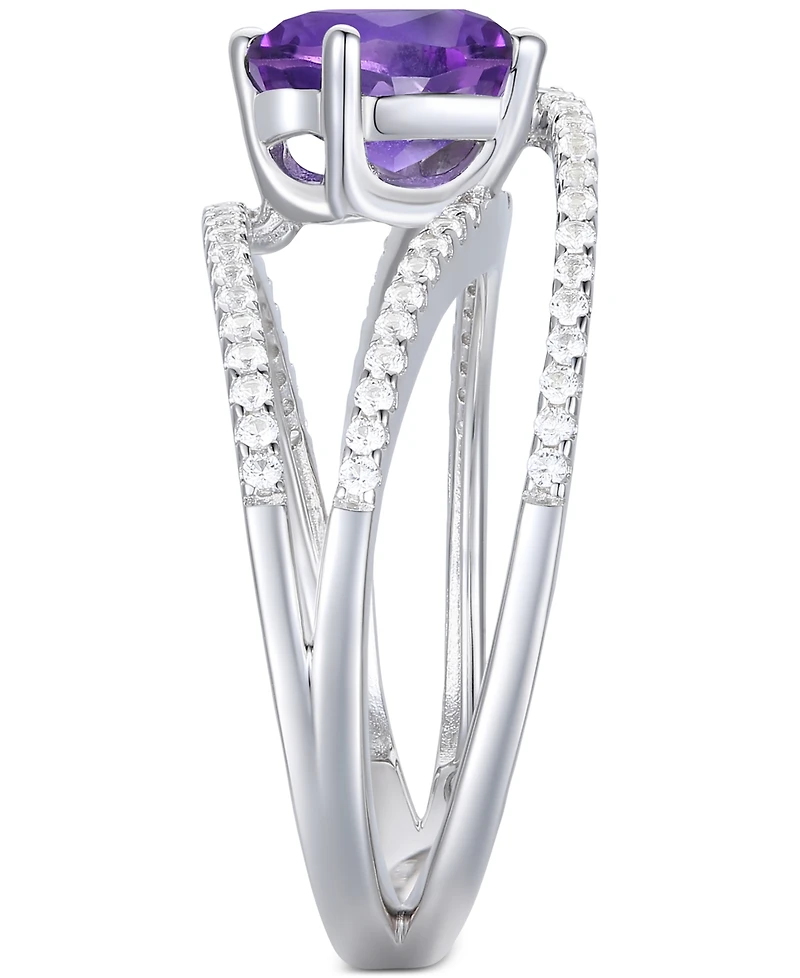 Amethyst (1-3/4 ct. t.w.) & Lab-Grown White Sapphire (3/8 Openwork Statement Ring Sterling Silver (Also Blue Topaz)