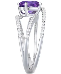 Amethyst (1-3/4 ct. t.w.) & Lab-Grown White Sapphire (3/8 Openwork Statement Ring Sterling Silver (Also Blue Topaz)