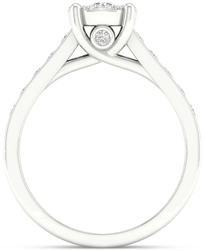Diamond Cluster Channel-Set Engagement Ring (3/4 ct. t.w.) in 14k White Gold