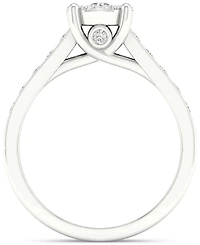 Diamond Cluster Channel-Set Engagement Ring (3/4 ct. t.w.) in 14k White Gold