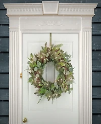 National Tree Company First Traditions Collection, 30" Artificial North Conway Wreath with Glittery Cones and Eucalyptus, 100 Warm White Led Lights