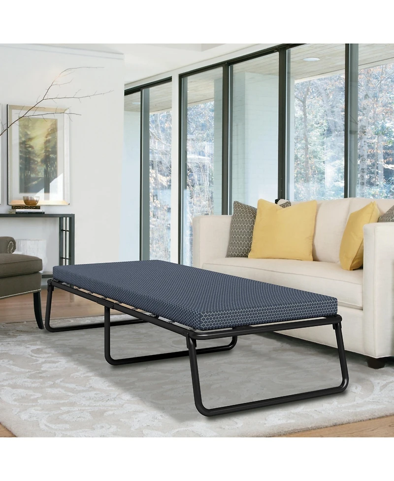 Nautica Folding Foldaway Extra Portable Guest Bed Cot with Gel Lux Foam Mattress-Twin