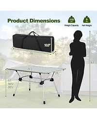 Costway Heavy-Duty Aluminum Camping Table, Folding Outdoor Picnic Table with Carrying Bag