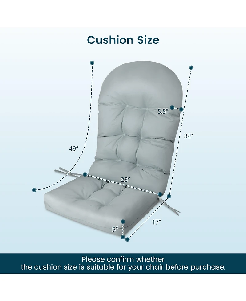 Patio Adirondack Chair Cushion High Back Fade Resistant 5'' Seat Pad Outdoor