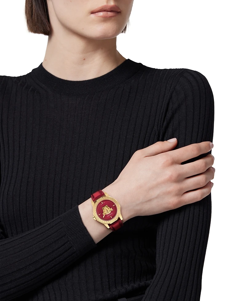 Versace Women's Swiss Medusa Deco Red Leather Strap Watch 38mm