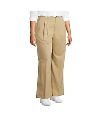 Lands' End Women's High Rise Crisp Poplin Chino Wide Leg Pants