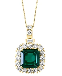 Effy Lab Grown Emerald (4-3/4 ct. t.w.) & Lab Grown Diamond (1-7/8 ct. t.w.) Halo 18" Pendant Necklace in 14k Gold