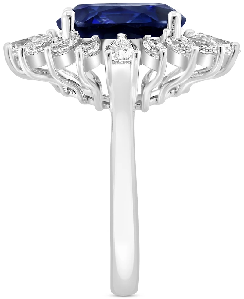 Effy Lab Grown Sapphire (4-1/2 ct. t.w.) & Lab Grown Diamond (1-5/8 ct. t.w.) Halo Ring in 14k White Gold