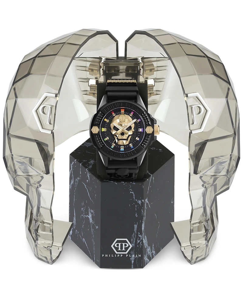 Philipp Plein Men's The Kull Black Silicone Strap Watch 44mm