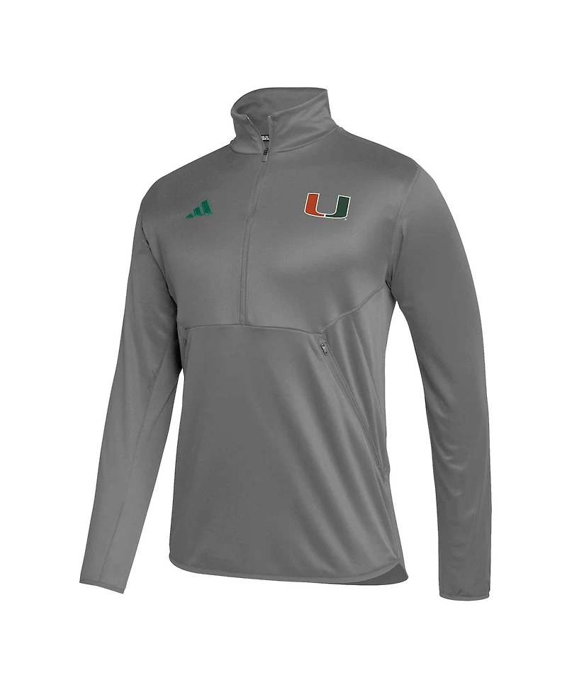 Men's adidas Miami Hurricanes 2023 Sideline Aeroready Half-Zip Top