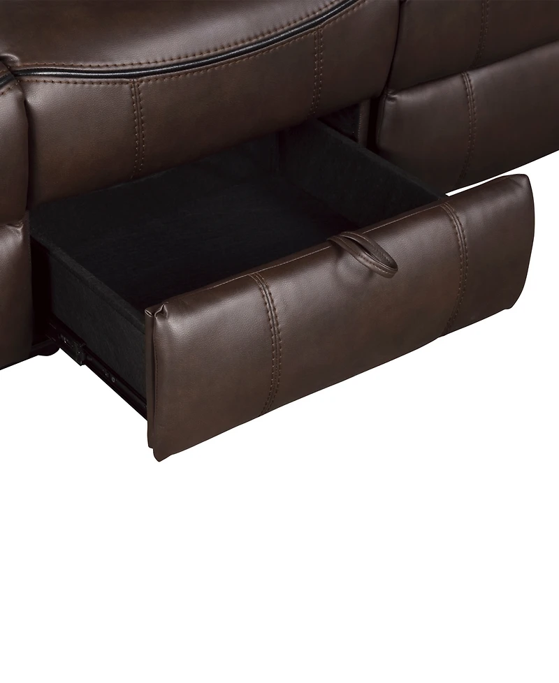 White Label Calico 89" Double Reclining Sofa with Center Drop-Down Cup Holders, Power Outlets