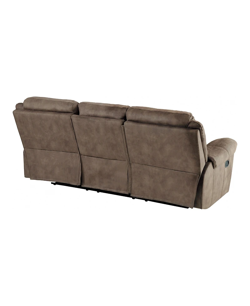 White Label Calico 89" Double Reclining Sofa with Center Drop-Down Cup Holders, Power Outlets