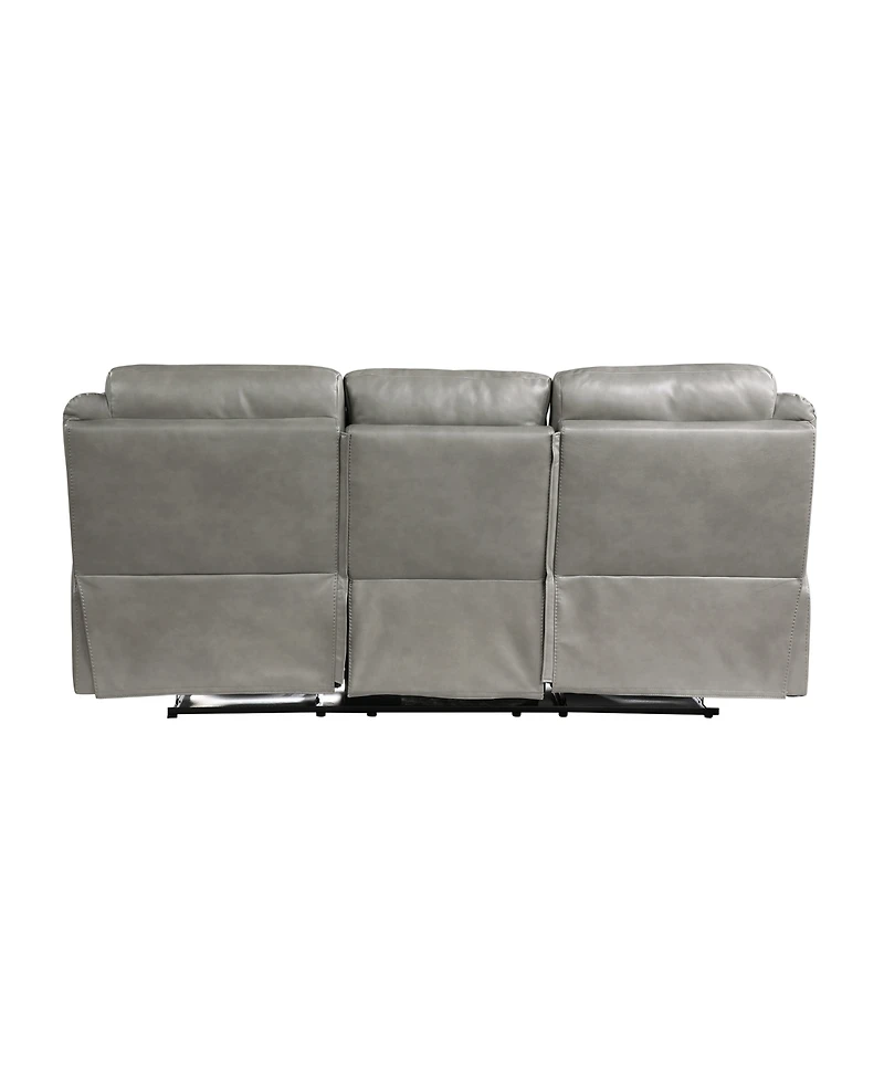 White Label Calico 89" Double Reclining Sofa with Center Drop-Down Cup Holders, Power Outlets, Hidden Drawer and Usb Ports