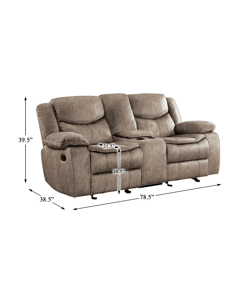 White Label Veloce 79" Double Glider Reclining Loveseat with Console