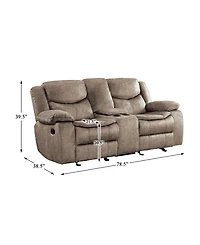 White Label Veloce 79" Double Glider Reclining Loveseat with Console