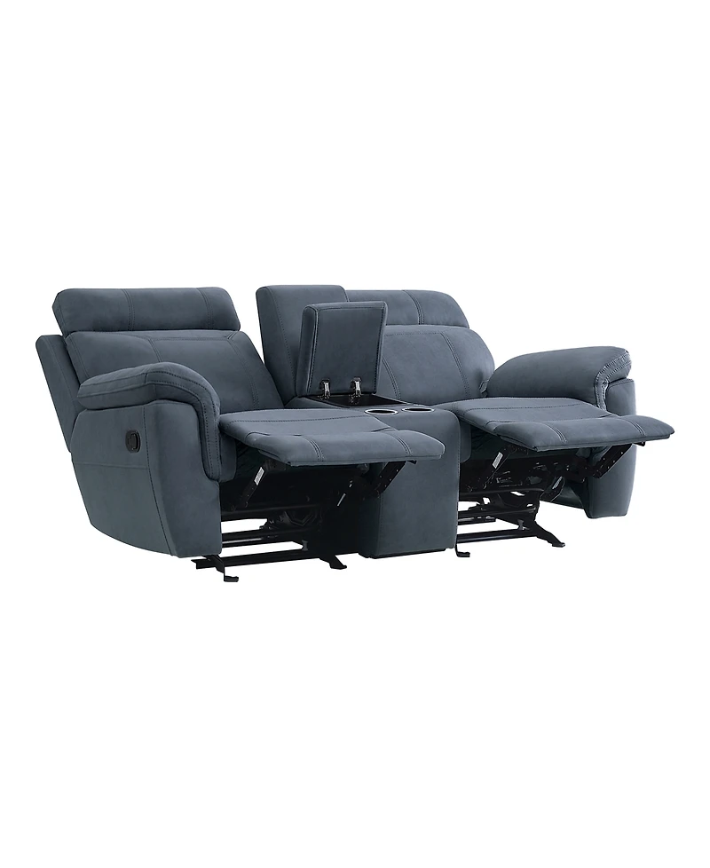 White Label Nadia 76" Double Glider Reclining Loveseat with Center Console